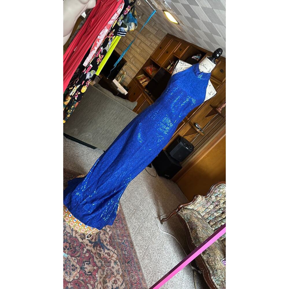 80s vintage blue sequin gown Roberta